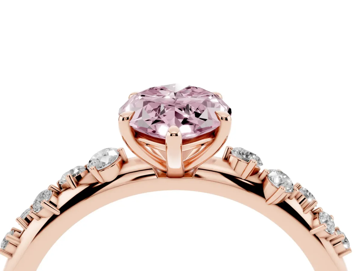 Fancy Pink Marquise Cut Diamond Cluster Prong-Set Solitaire Ring Rose gold