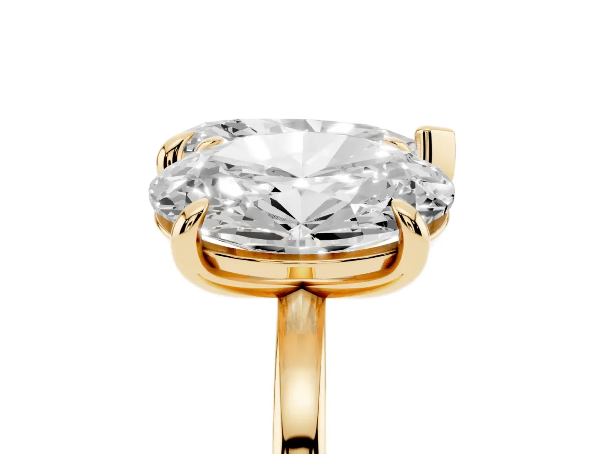 Oval and Pear Toi Moi Ring with Prong Setting and Plain Band Yellow gold