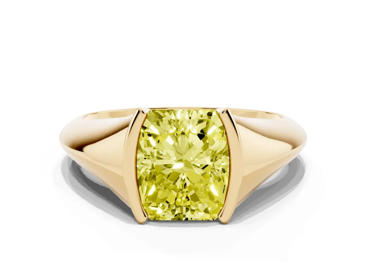 Fancy Yellow Radiant Cut Solitaire Tension Set Diamond Ring Yellow gold