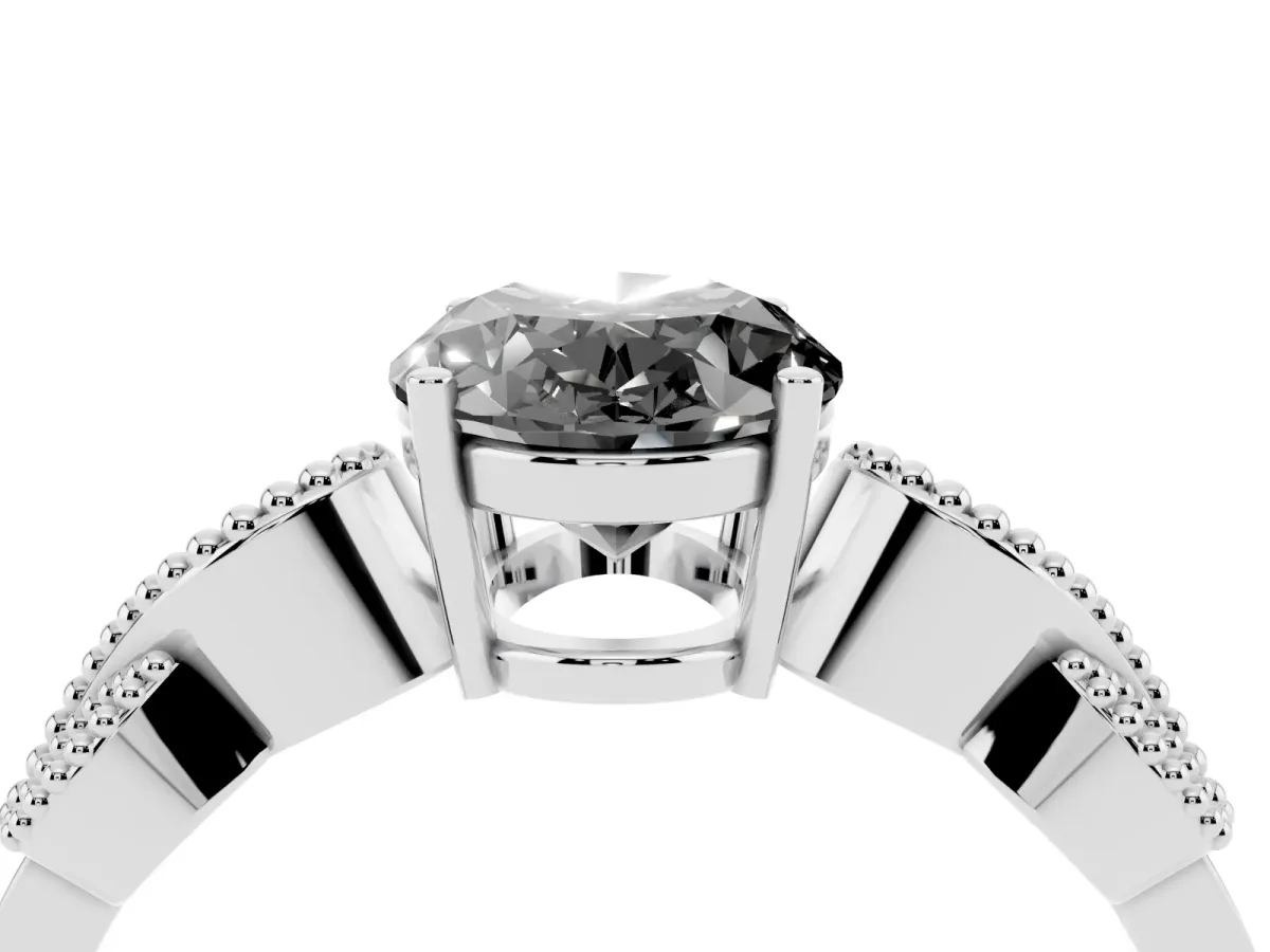 Fancy Black Oval Cut Solitaire Milgrain Leaf Band with Prong Setting Silver