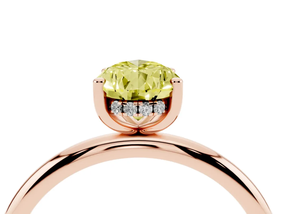 Fancy Yellow Pear Cut Cut Solitaire Engagement Ring with Four-Prong Setting and Classic Band Rose gold