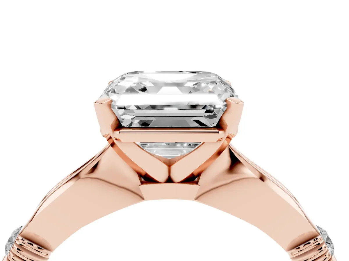 Asscher Cut Solitaire Diamond Twisted Band with Four-Prong Setting Rose gold