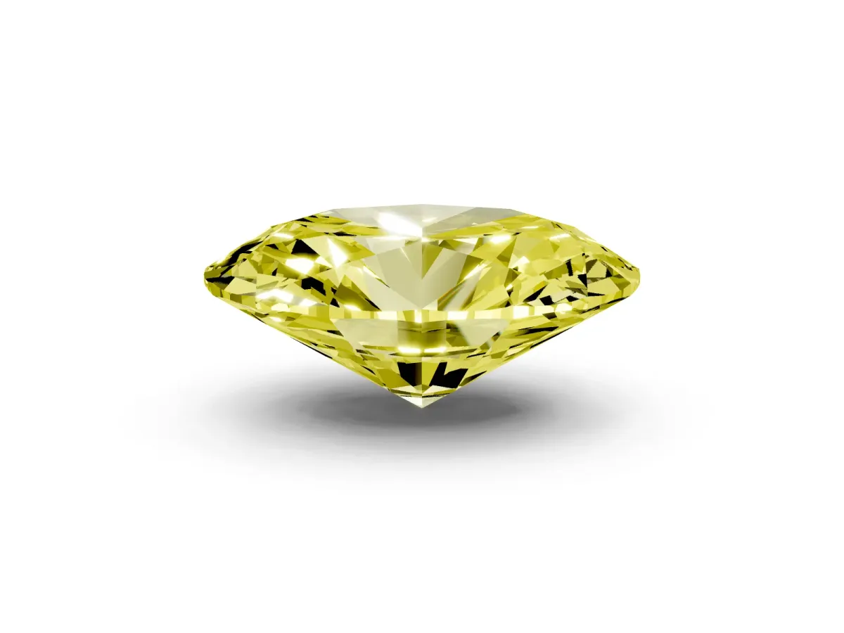 Fancy Yellow Oval Cut Diamond Solitaire Ring with Prong Setting and Pavé Band Yellow gold