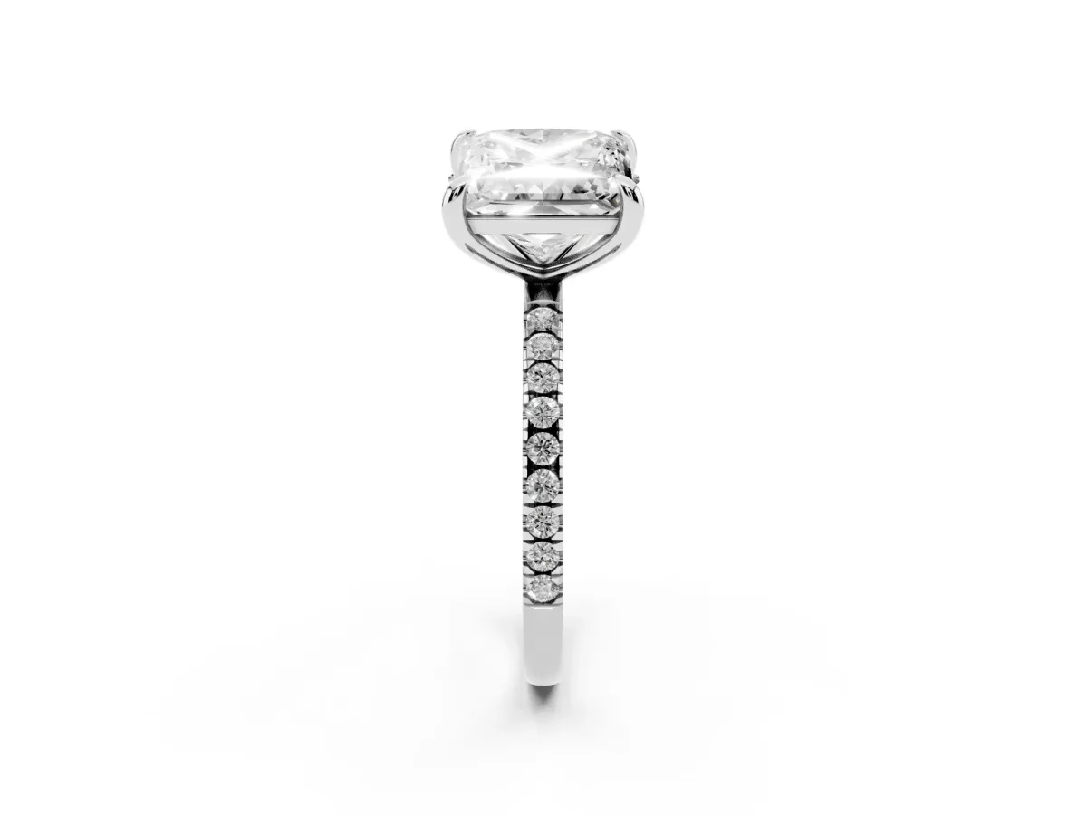 Oval and Princess Toi Moi Ring with Prong Setting and Micro Pave Band Platinum