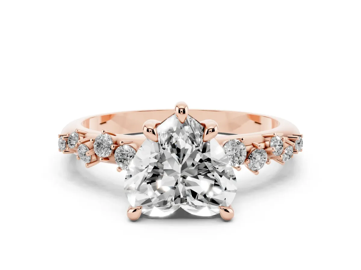 Heart Cut Cut Diamond Vine Band with Four-Prong Setting Rose gold