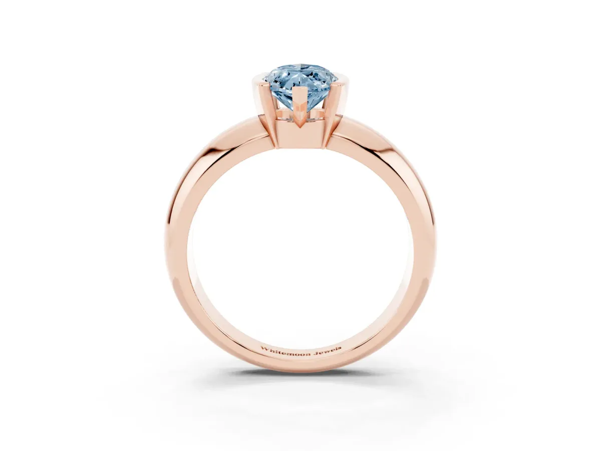 Fancy Blue Marquise Cut Solitaire Tension Set Diamond Ring with Wide Band Rose gold