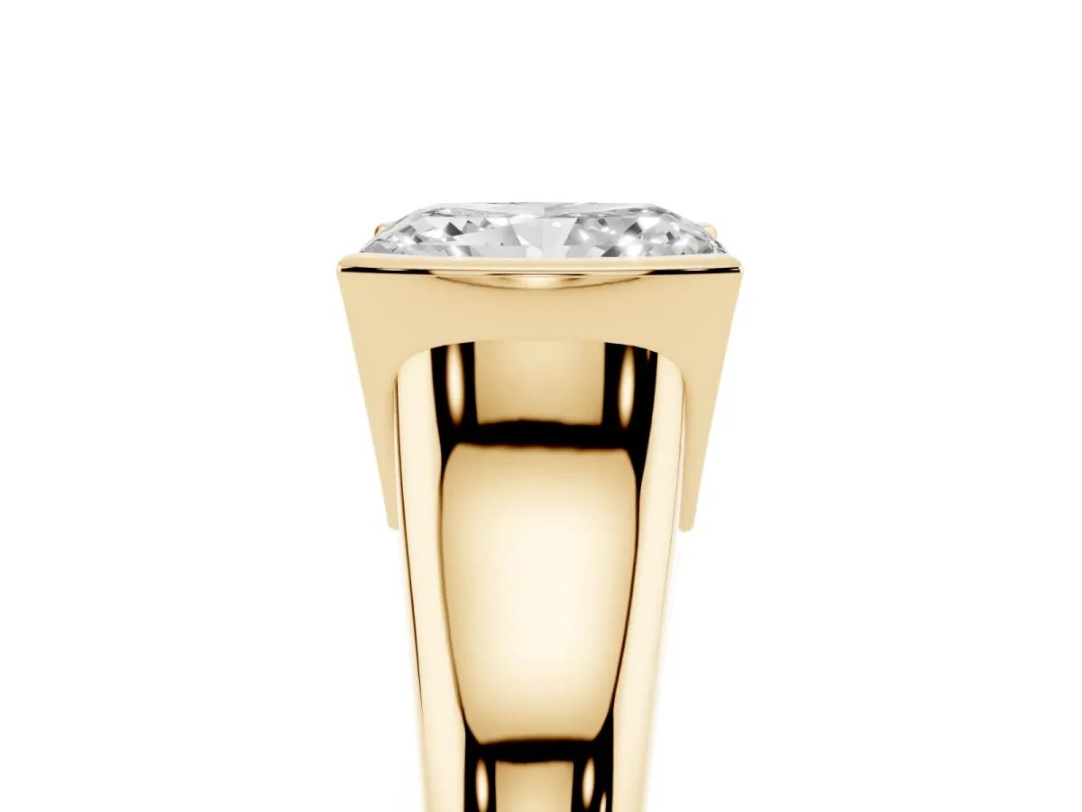 Radiant Cut Solitaire Tension Set Diamond Ring with Split Shank Band Yellow gold