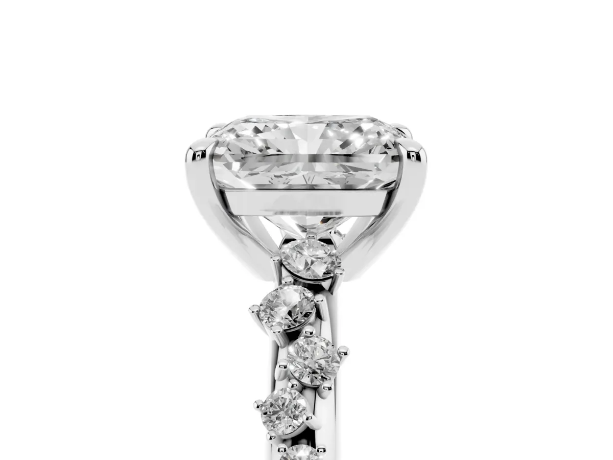 Radiant Cut Cut Diamond Vine Band with Four-Prong Setting Platinum