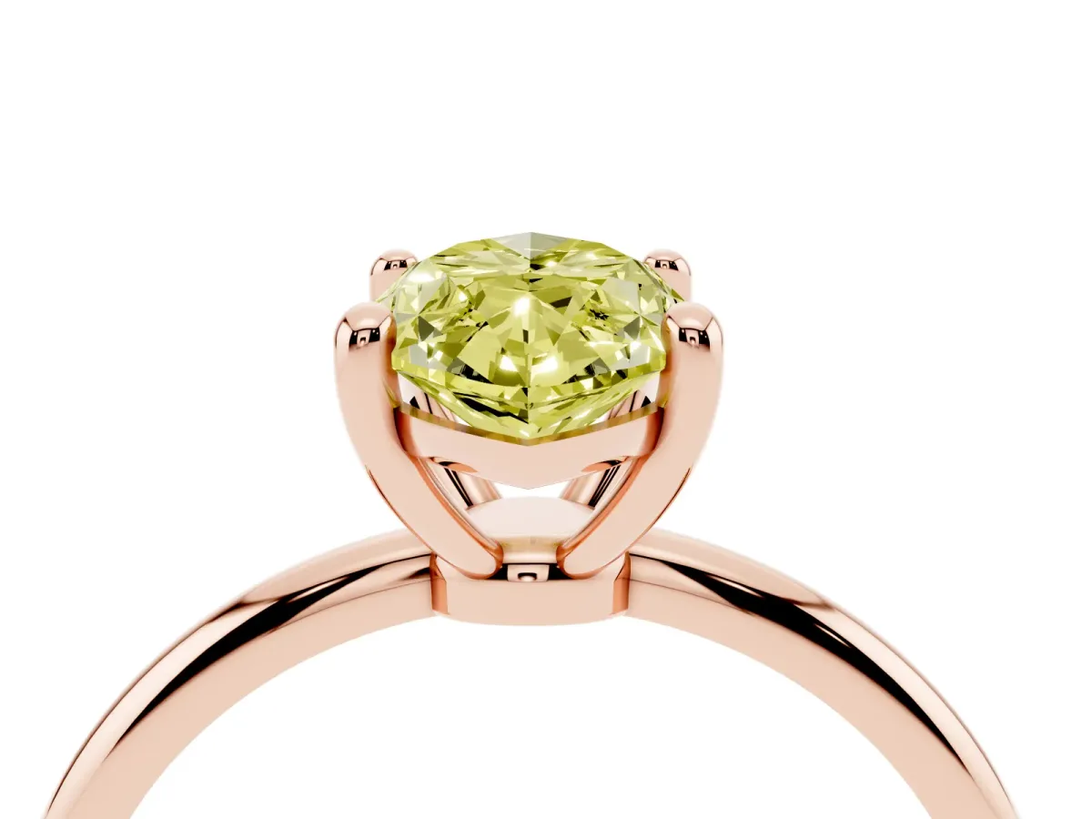 Fancy Yellow Marquise Cut Solitaire Diamond Ring with 4-Prong Setting on a Classic Band Rose gold