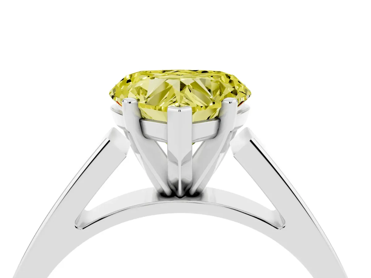 Fancy Yellow Heart Cut Solitaire Engagement Ring with Four-Prong Setting and Tapered Band White gold