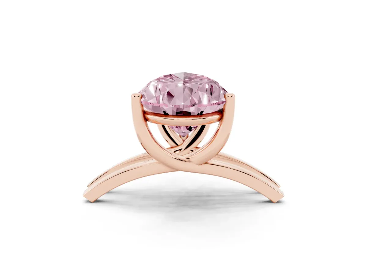 Fancy Pink Pear Cut Cut Diamond Solitaire Engagement Ring with Tapered Plain Band and Four-Prong Setting Rose gold