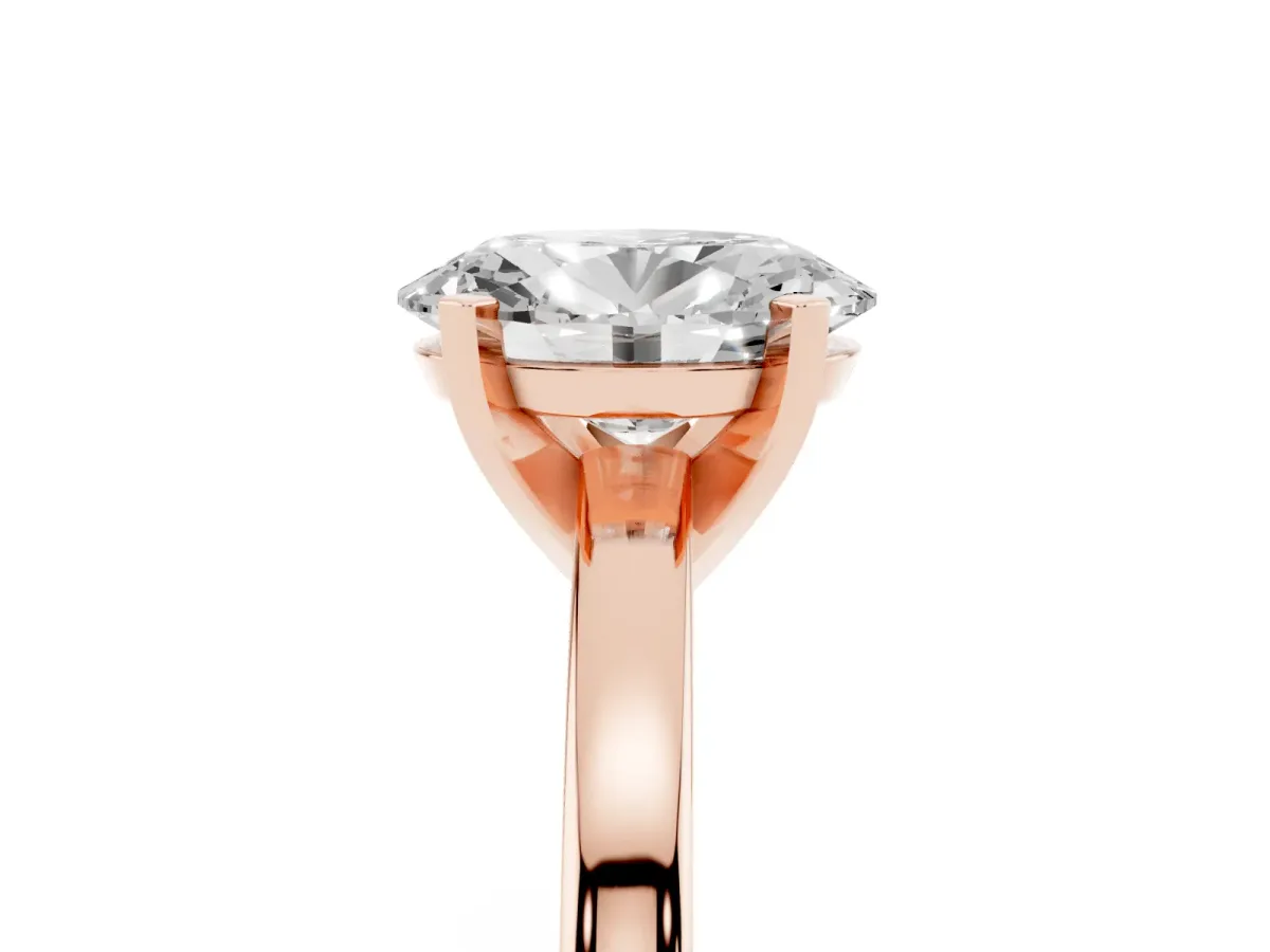 Oval Cut Solitaire Diamond Engagement Ring with Four-Prong Setting on a Classic Band Rose gold