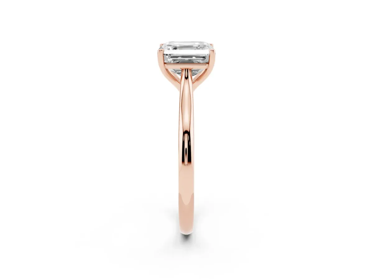 Asscher Cut Cut Solitaire Ring with Cathedral Band and Four-Prong Setting Rose gold