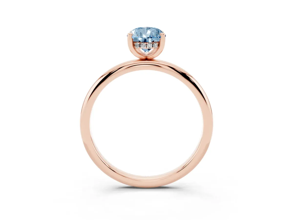 Fancy Blue Pear Cut Cut Solitaire Engagement Ring with Four-Prong Setting and Classic Band Rose gold