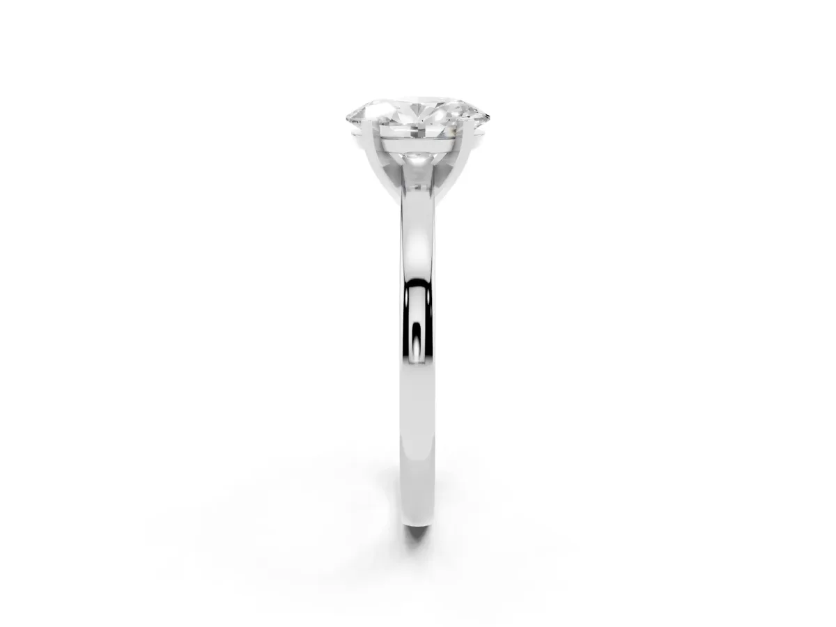 Oval Cut Solitaire Diamond Engagement Ring with Four-Prong Setting on a Classic Band Silver