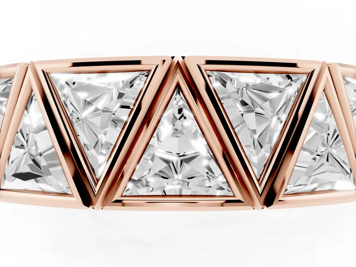 Triangle Diamond Geometric Mens Band Rose gold