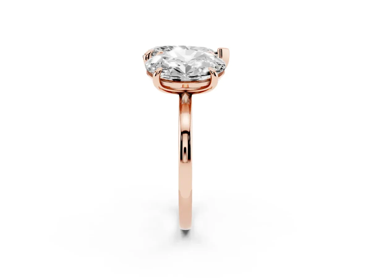 Oval and Pear Toi Moi Ring with Prong Setting and Plain Band Rose gold