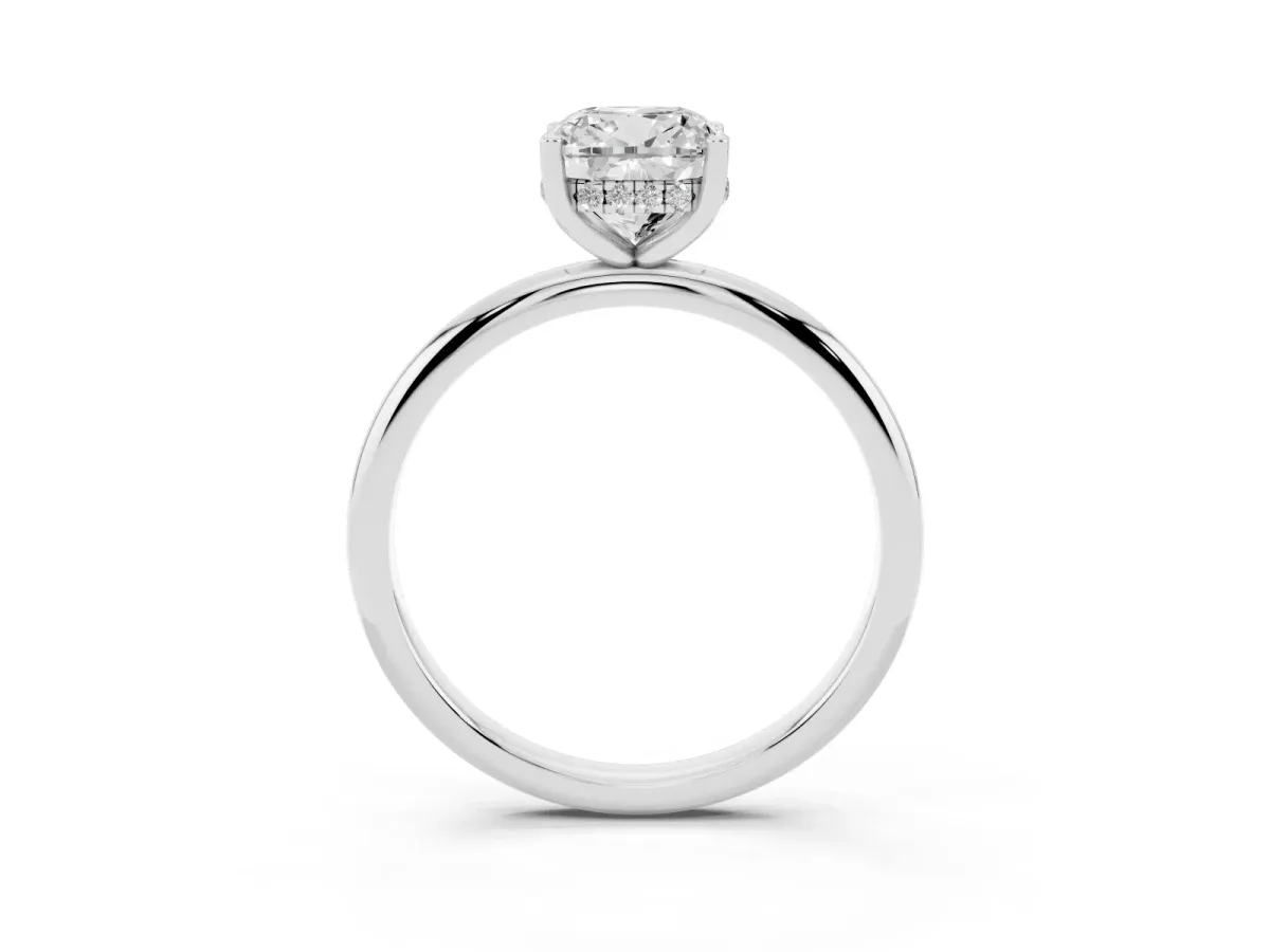 Cushion Cut Cut Solitaire Engagement Ring with Four-Prong Setting and Classic Band Silver