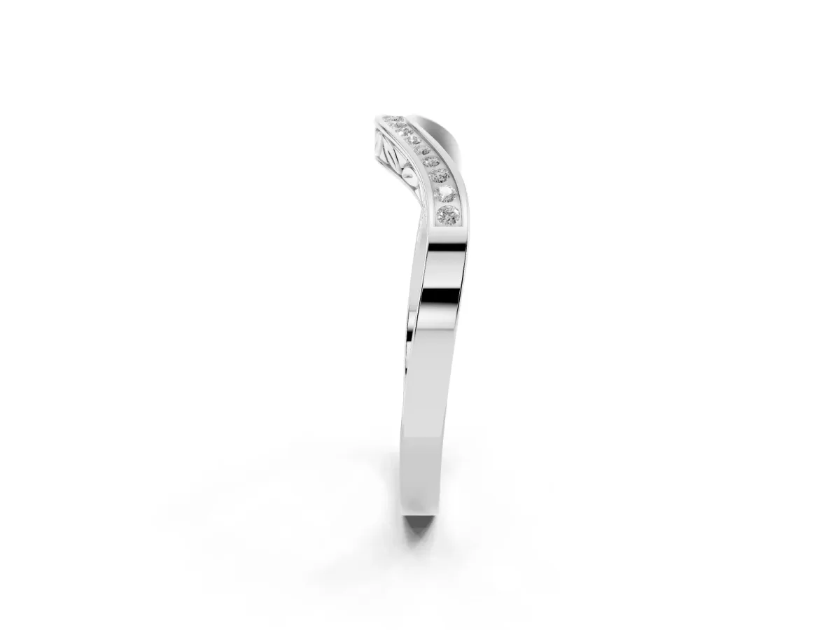 Round Cut Channel Set Wave Band with Pavé Setting Platinum