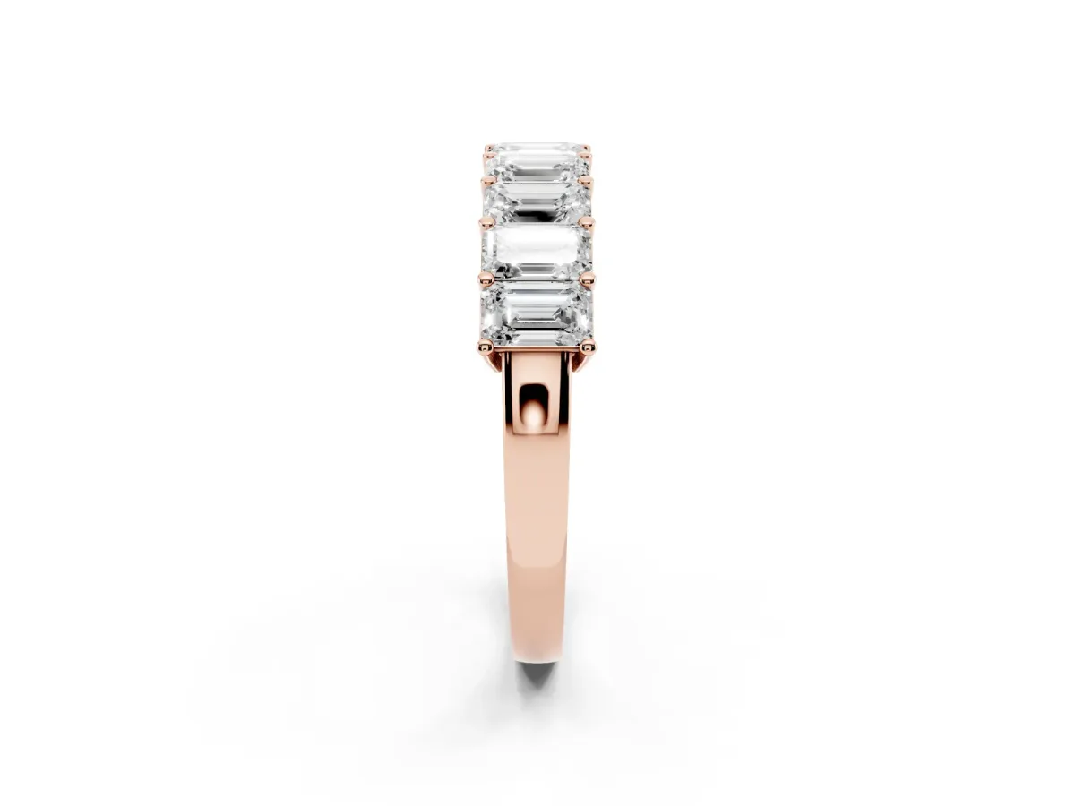 Emerald Cut Diamond Prong-Set Eternity Band Rose gold
