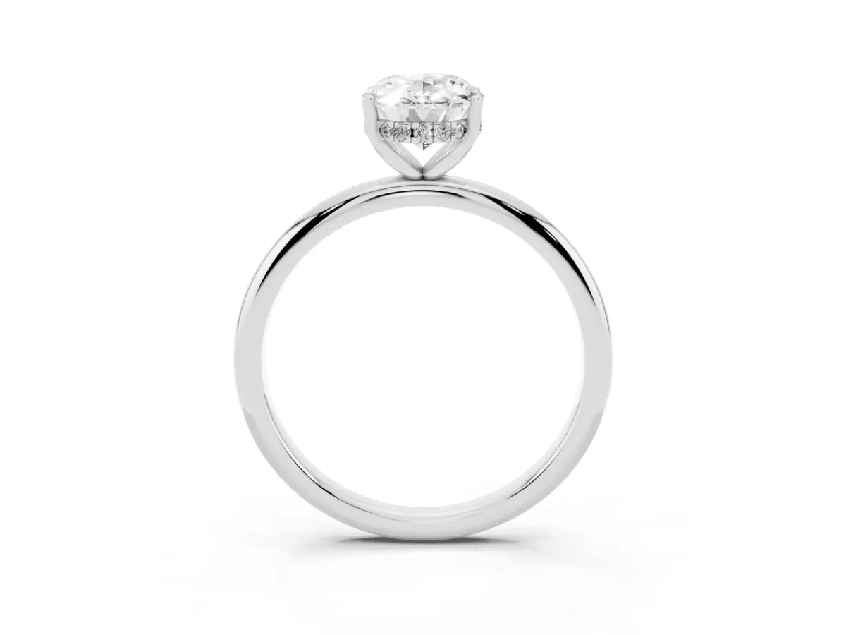 Oval Cut Cut Solitaire Engagement Ring with Four-Prong Setting and Classic Band Silver