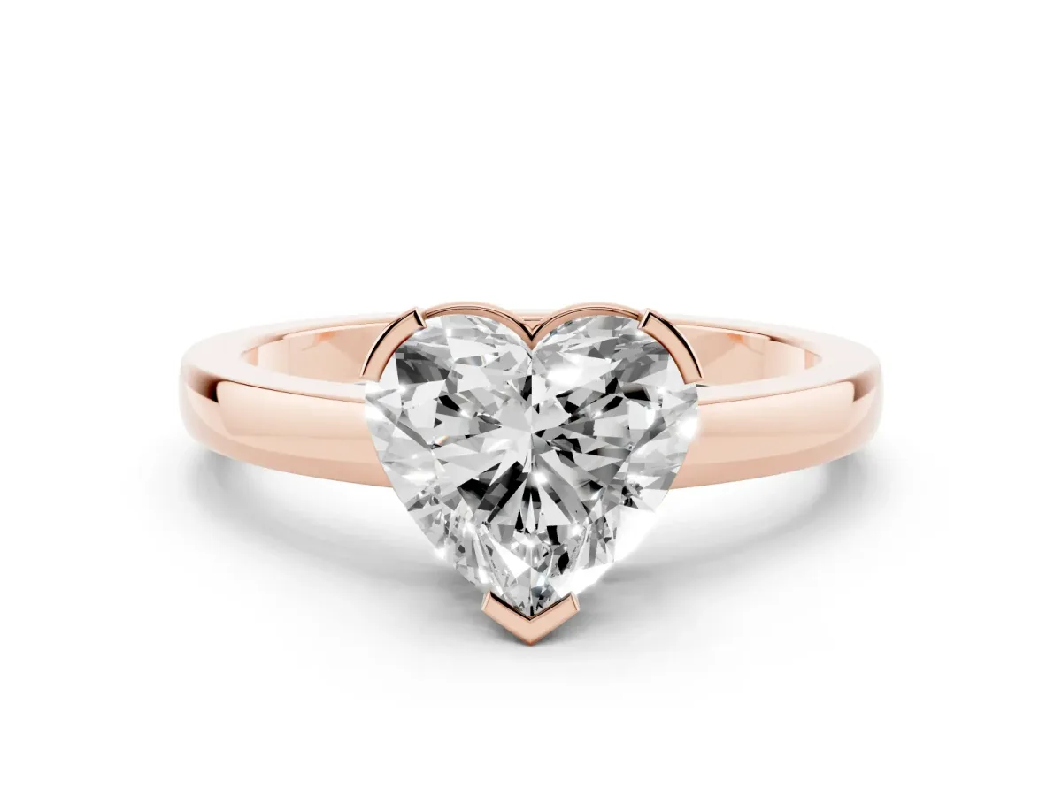 Heart Cut Cut Solitaire Ring with Four-Prong Setting and Classic Band Rose gold