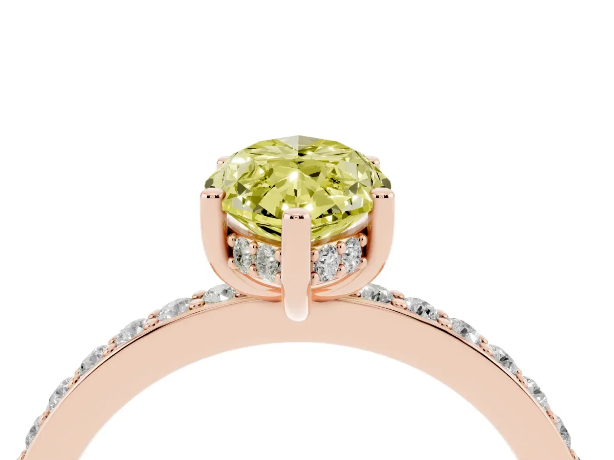Fancy Yellow Marquise Cut Cut Diamond Pavé Band Ring with Four-Prong Setting Rose gold