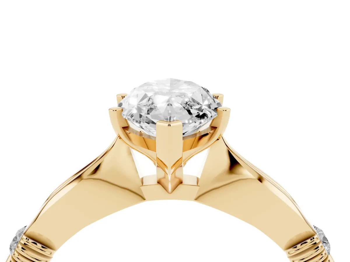 Marquise Cut Solitaire Diamond Twisted Band with Four-Prong Setting Yellow gold