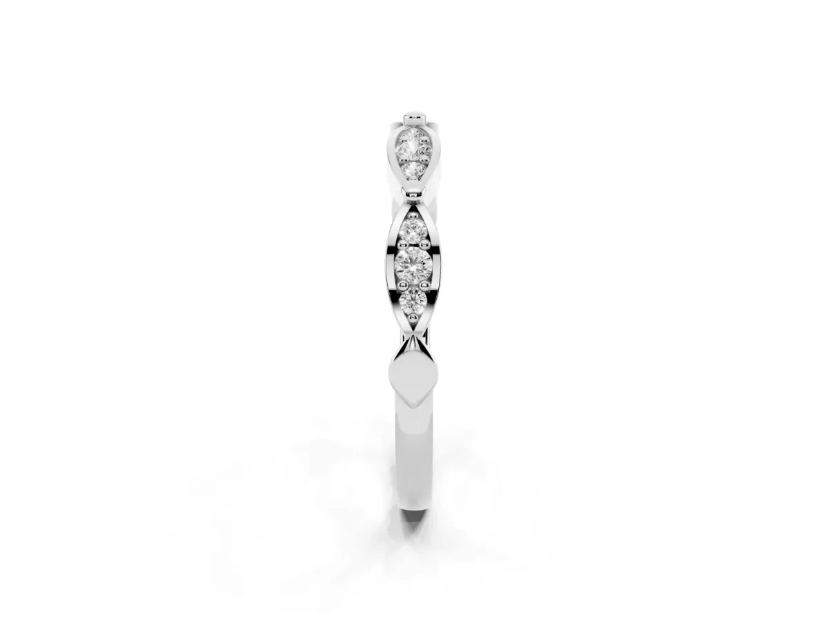 Marquise Diamond Pavé Eternity Band with Bezel Setting Silver
