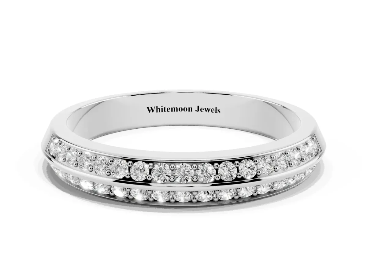 Double Row Round Diamond Channel Set Eternity Band White gold