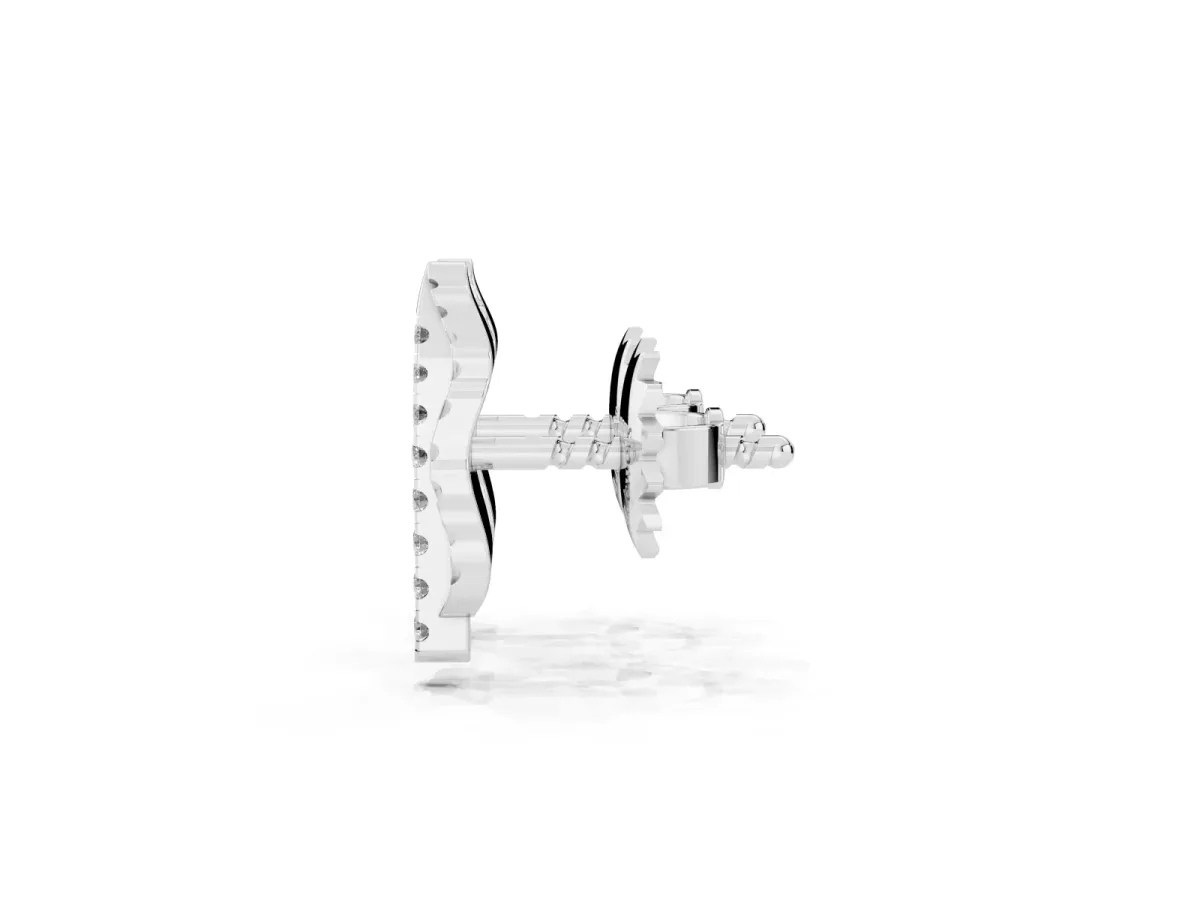 Round Diamond Leaf Stud Earrings Platinum