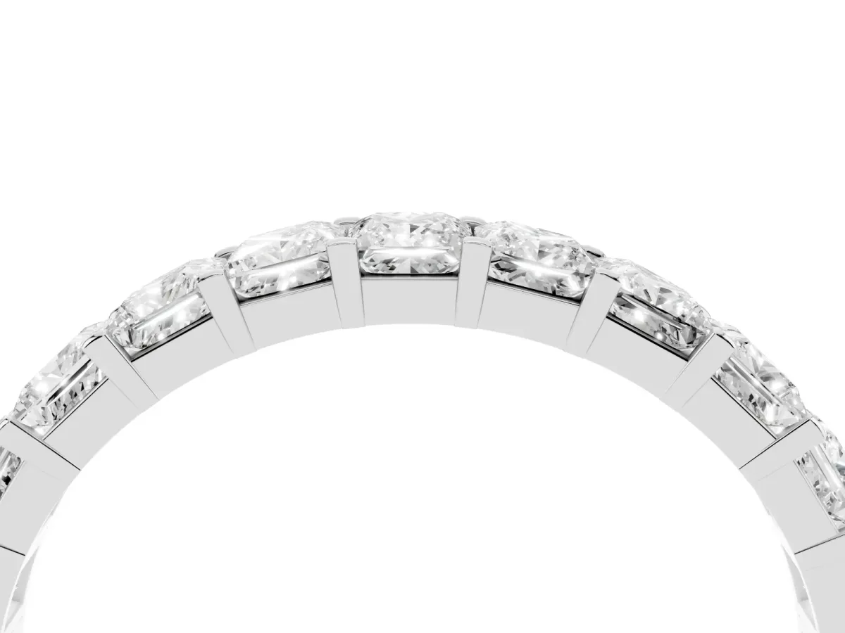 Princess Cut Diamond Eternity Band with Channel Setting and Shared Prong Silver
