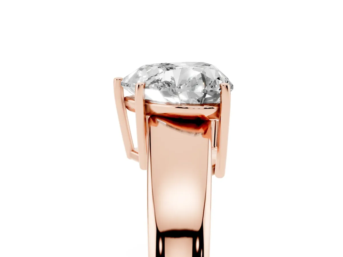 Heart Cut Solitaire Diamond Ring with Tapered Band and Four-Prong Setting Rose gold