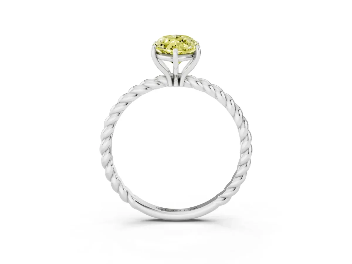 Fancy Yellow Marquise Cut Solitaire Twisted Band 4-Prong Ring Silver