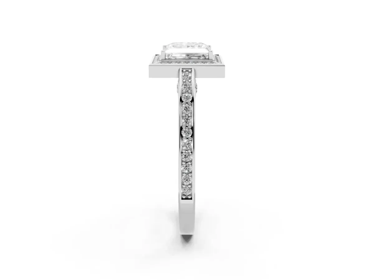 Princess Cut Cut Halo Pave Split Shank Prong Setting Ring Platinum