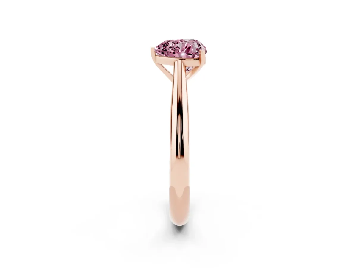 Fancy Pink Heart Cut Diamond Solitaire Engagement Ring with Cathedral Setting and Four-Prong Mount Rose gold