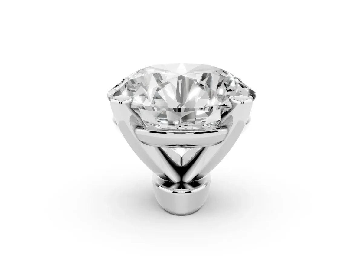 Round Cut Diamond Solitaire Ring with Prong Setting and Classic Band White gold