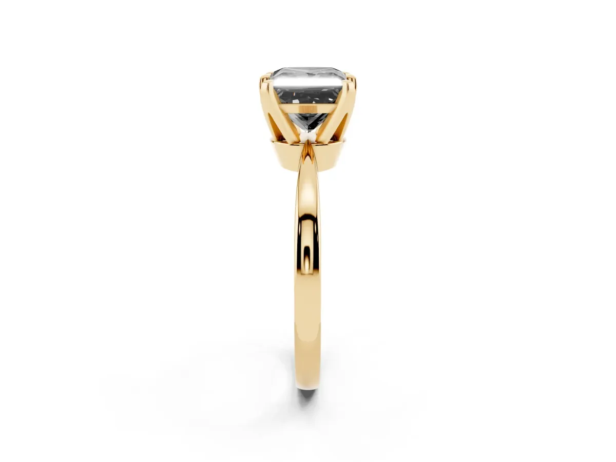 Fancy Black Princess Cut Solitaire Engagement Ring with Six-Prong Setting and Tapered Band Yellow gold