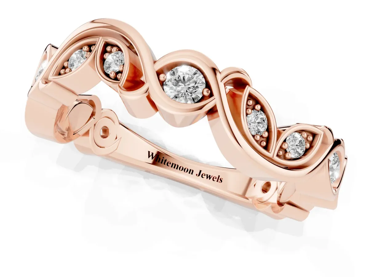 Marquise and Round Diamond Infinity Eternity Band with Bezel Setting Rose gold