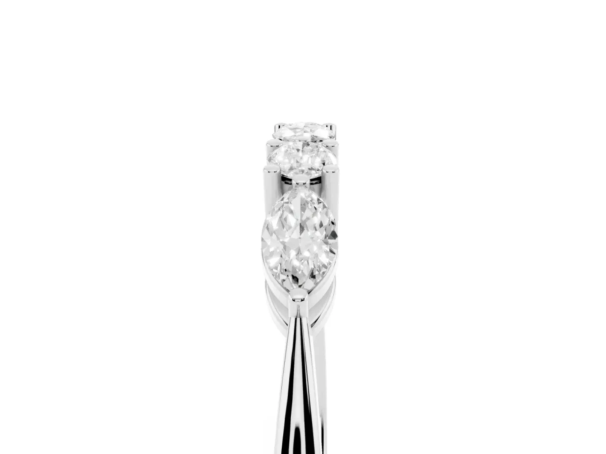 Prong Set Round Diamond Half-Eternity Band Silver