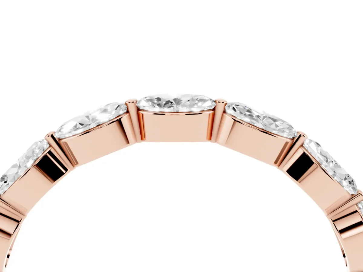 Marquise Diamond Half Eternity Band with Prong Setting Rose gold