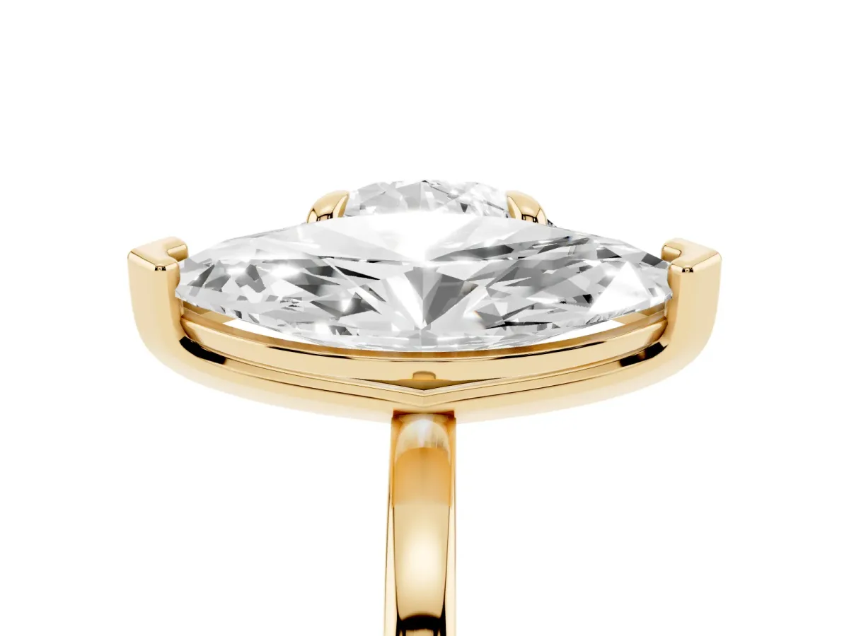 Round and Marquise Toi Moi Ring with Prong Setting and Plain Band Yellow gold