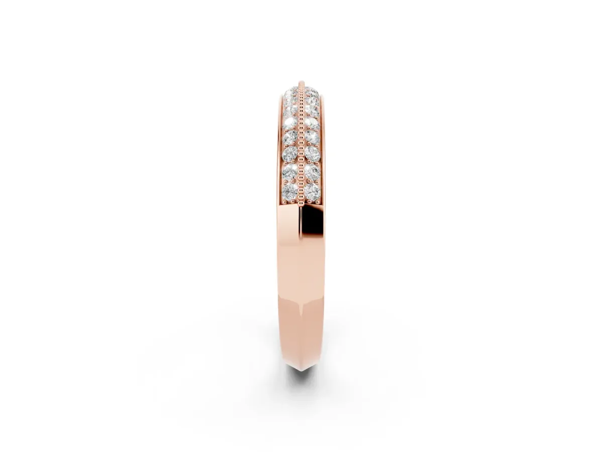 Round Diamond Pave Eternity Band with Milgrain Edging Rose gold