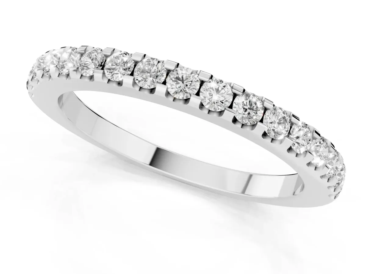 Round Diamond Pavé Eternity Band with Micro Prong Setting Silver