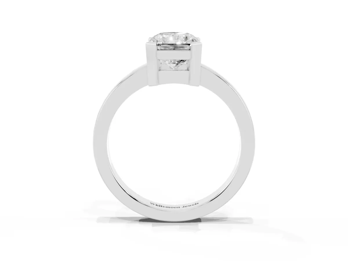 Radiant Cut Cut Solitaire Ring with Four-Prong Setting and Classic Band Silver