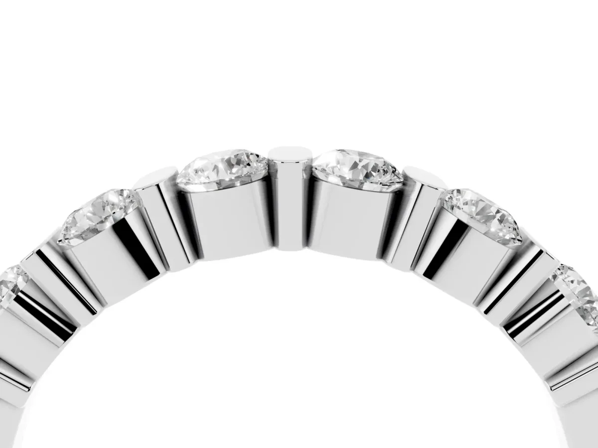 Channel Set Round Diamond Half Eternity Band Silver