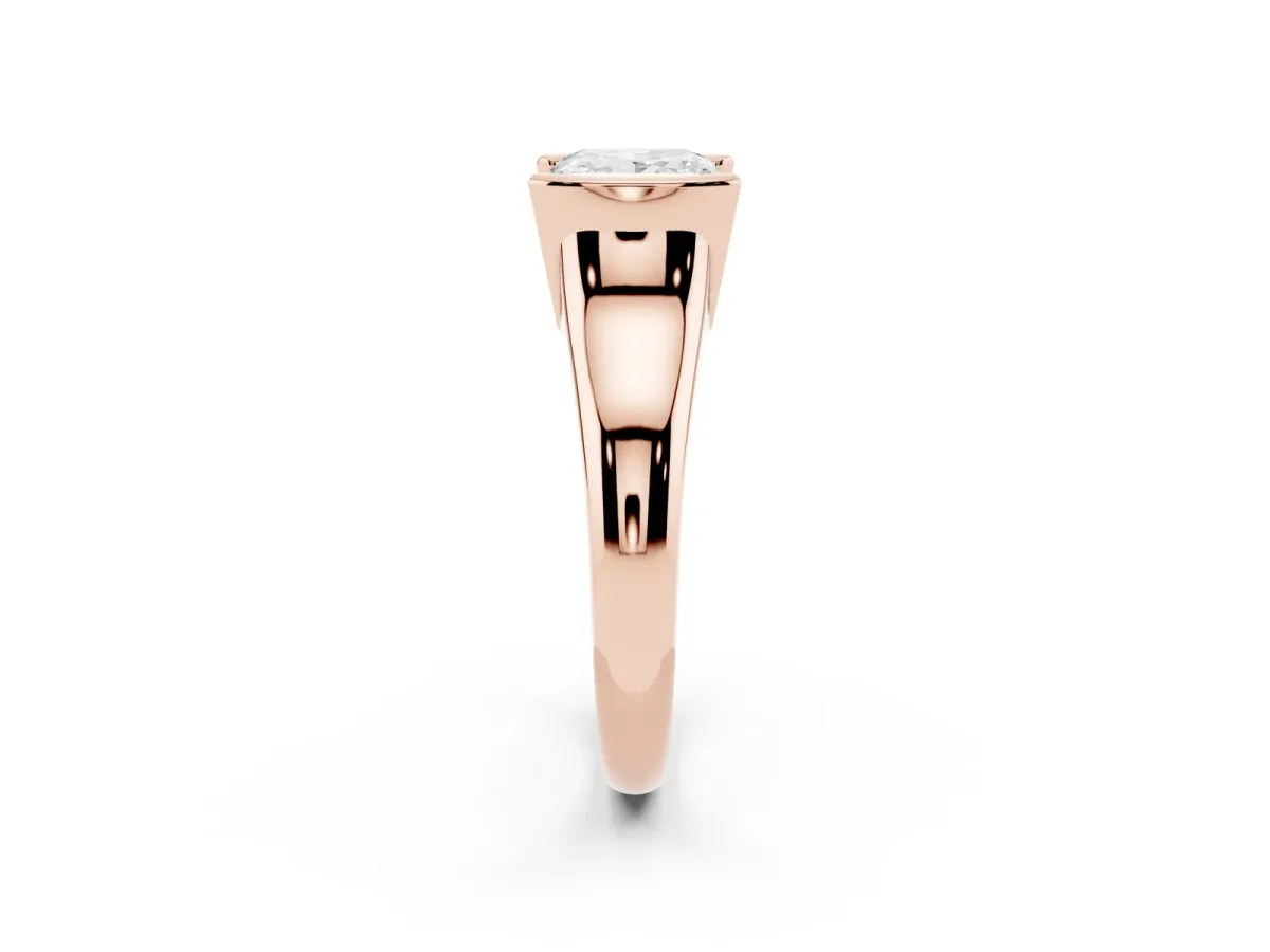 Princess Cut Solitaire Tension Set Diamond Ring with Split Shank Band Rose gold