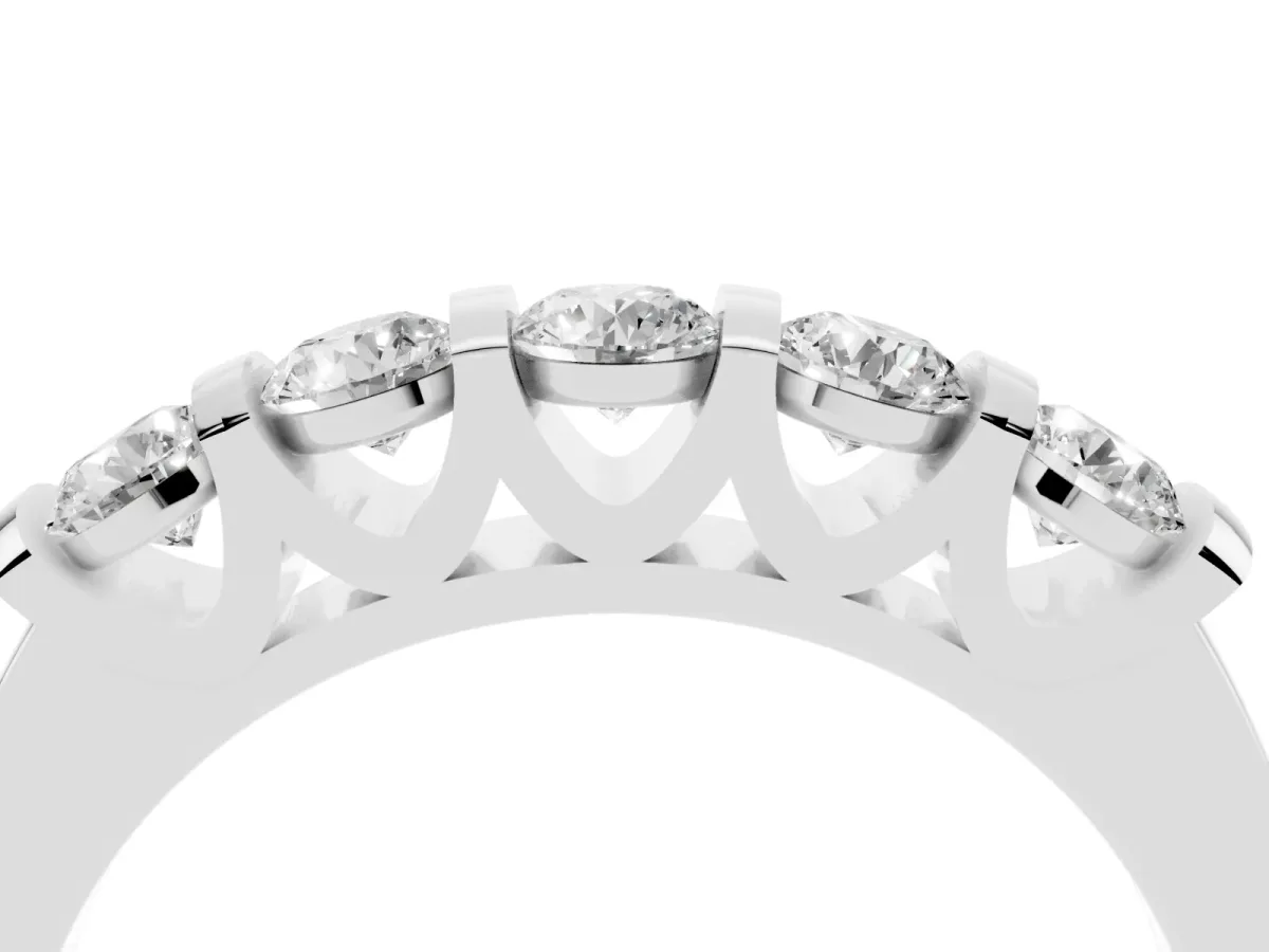 Five-Stone Round Diamond Half-Eternity Bar-Set Ring White gold