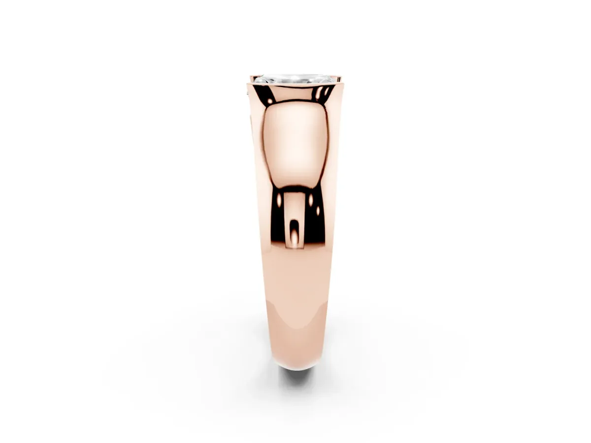 Radiant Cut Solitaire Bezel Set Diamond Ring with Wide Band Rose gold