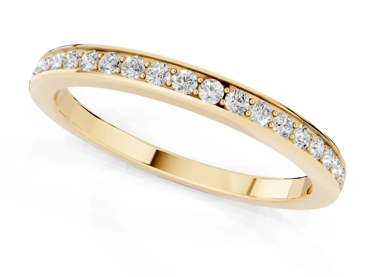Round Diamond Pavé Set Half-Eternity Band Yellow gold